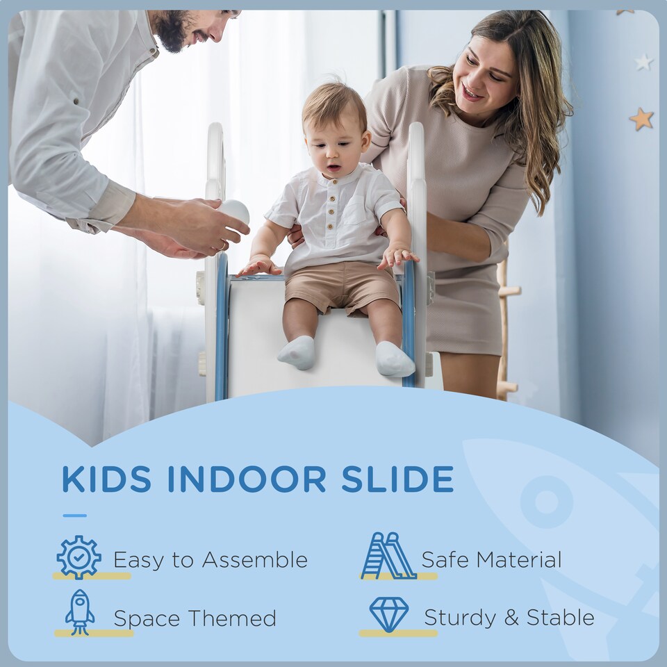 image 1 of AIYAPLAY Baby Slide Freestanding Slide for Kids 1.5-3 Years Space Theme, Blue