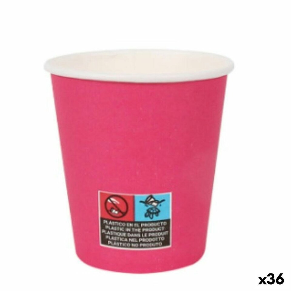 image 1 of Set of glasses Algon Cardboard Disposable 200 ml Fuchsia 36 Units (24 Pieces) N/A
