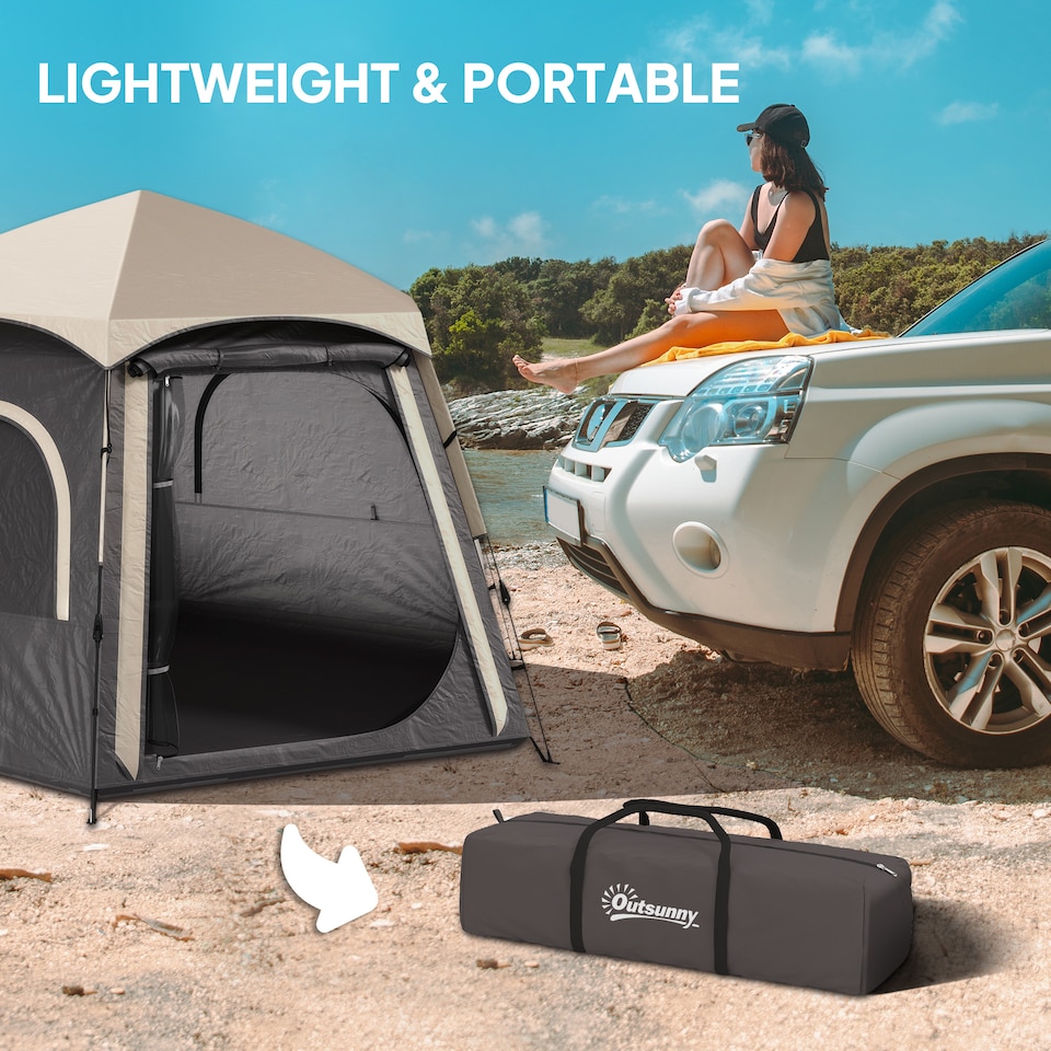 image 1 of Outsunny Instant Camping Tent, 4 Person Easy Setup Dome Tent | Grey | Dark Grey | 2.8L x 2.4W x 1.55H m