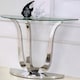 image 1 of Naples Semi Circle Glass Console Table Silver | Clear