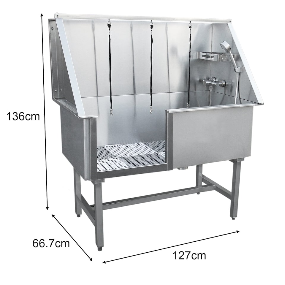 image 1 of Dog Grooming Bath Steel Pet Wash Station 600mm