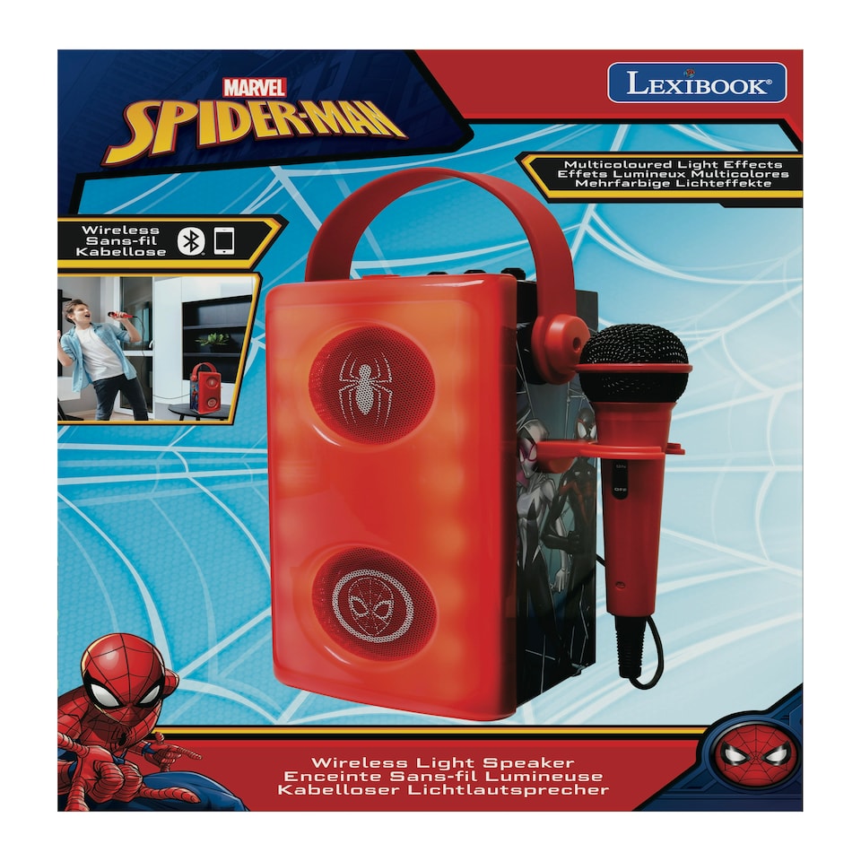 image 1 of Lexibook BTP185SPZ Spider-Man Luminous Bluetooth Speakers with Lights & Mic