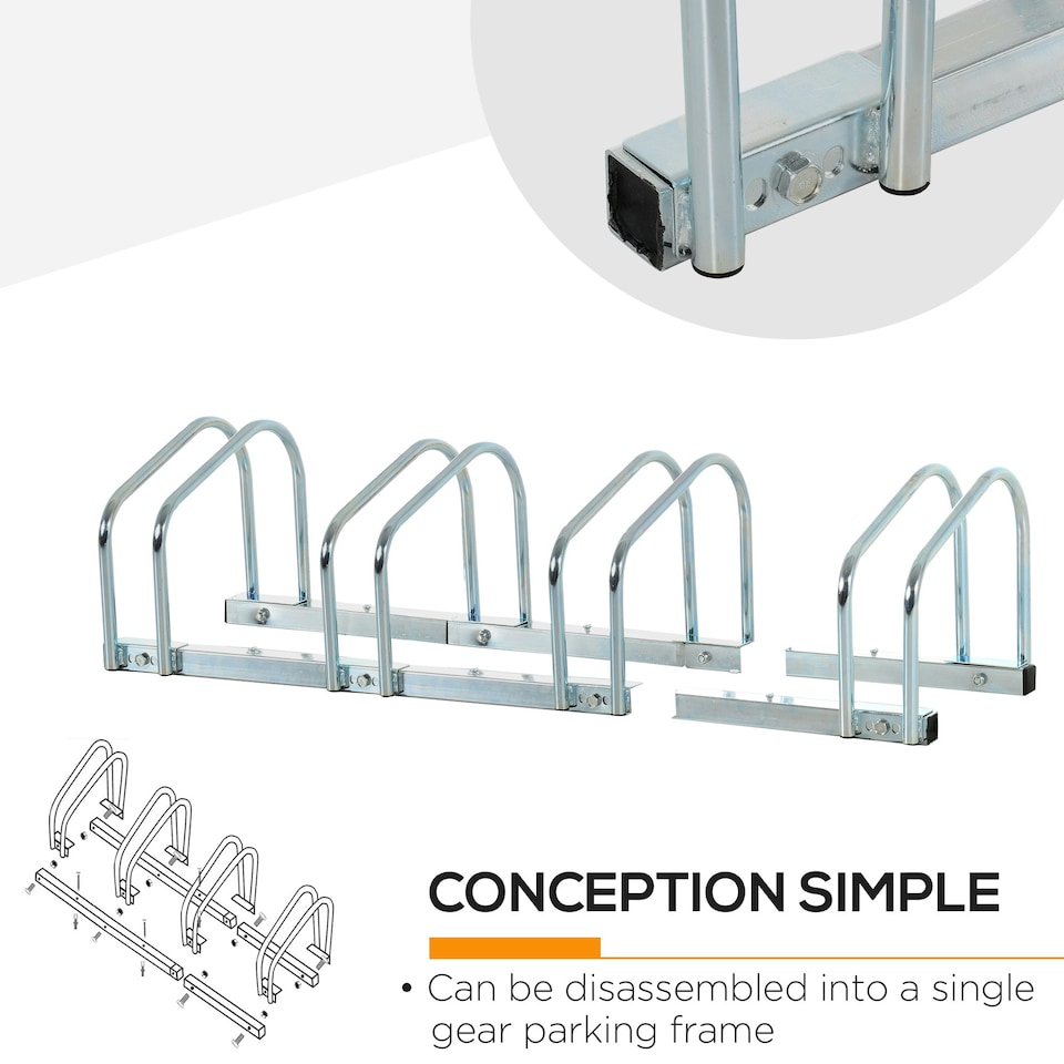 image 1 of HOMCOM Bike Parking Rack Bicycle Locking Storage Stand for 4 Cycling Silver