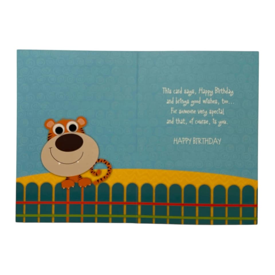 image 1 of For Special Son Juvenile Tiger Design Birthday Card