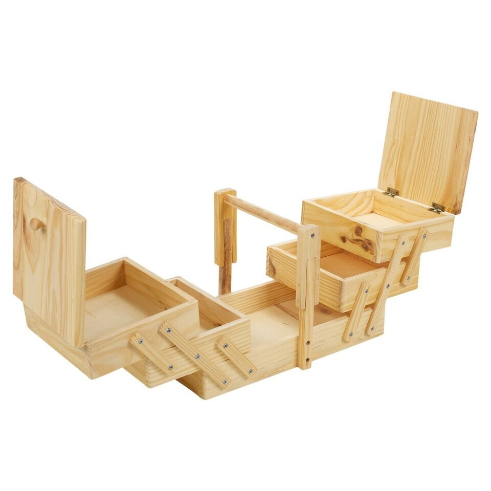 image 1 of 39-PC Sewing Kit with Wooden Sewing Box