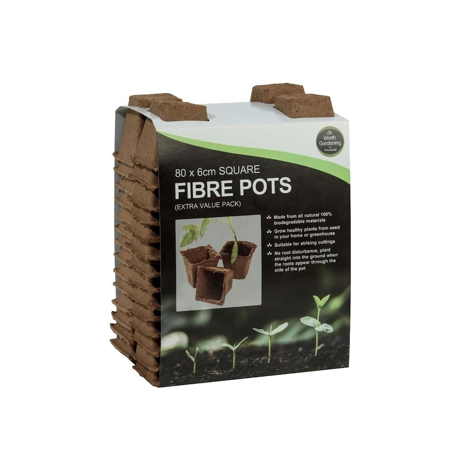 image 1 of Garland Fibre Pots Square 6cm Biodegradable 80 Piece Value Pack | Brown