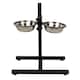 image 2 of KCT Adjustable Medium Pet Stand with 2 Bowls | Black | Silver | Medium | 1