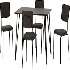 Marlow Dining Set with Sheldon Chairs Black | Black Marble/Grey Boucle
