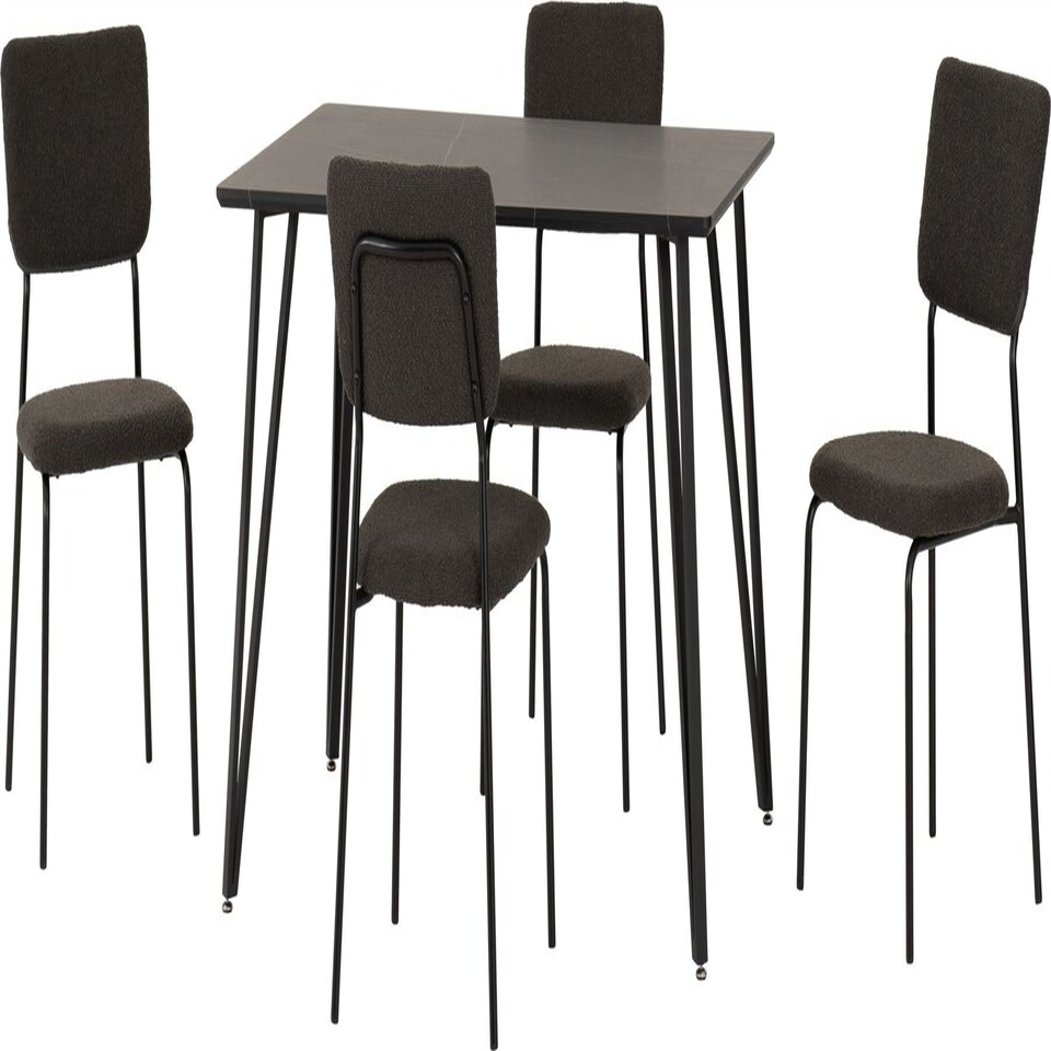 image 1 of Marlow Dining Set with Sheldon Chairs Black | Black Marble/Grey Boucle