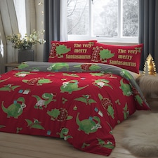 Bedlam Santasaurus Duvet Cover Set Red