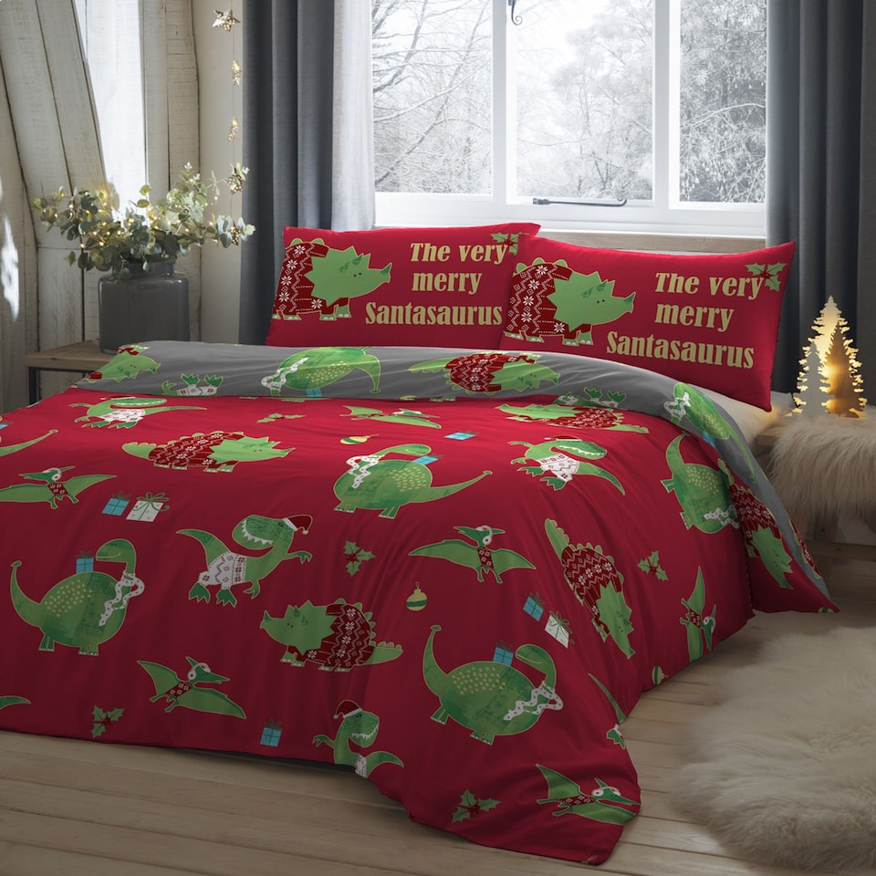 Bedlam Santasaurus Duvet Cover Set Red