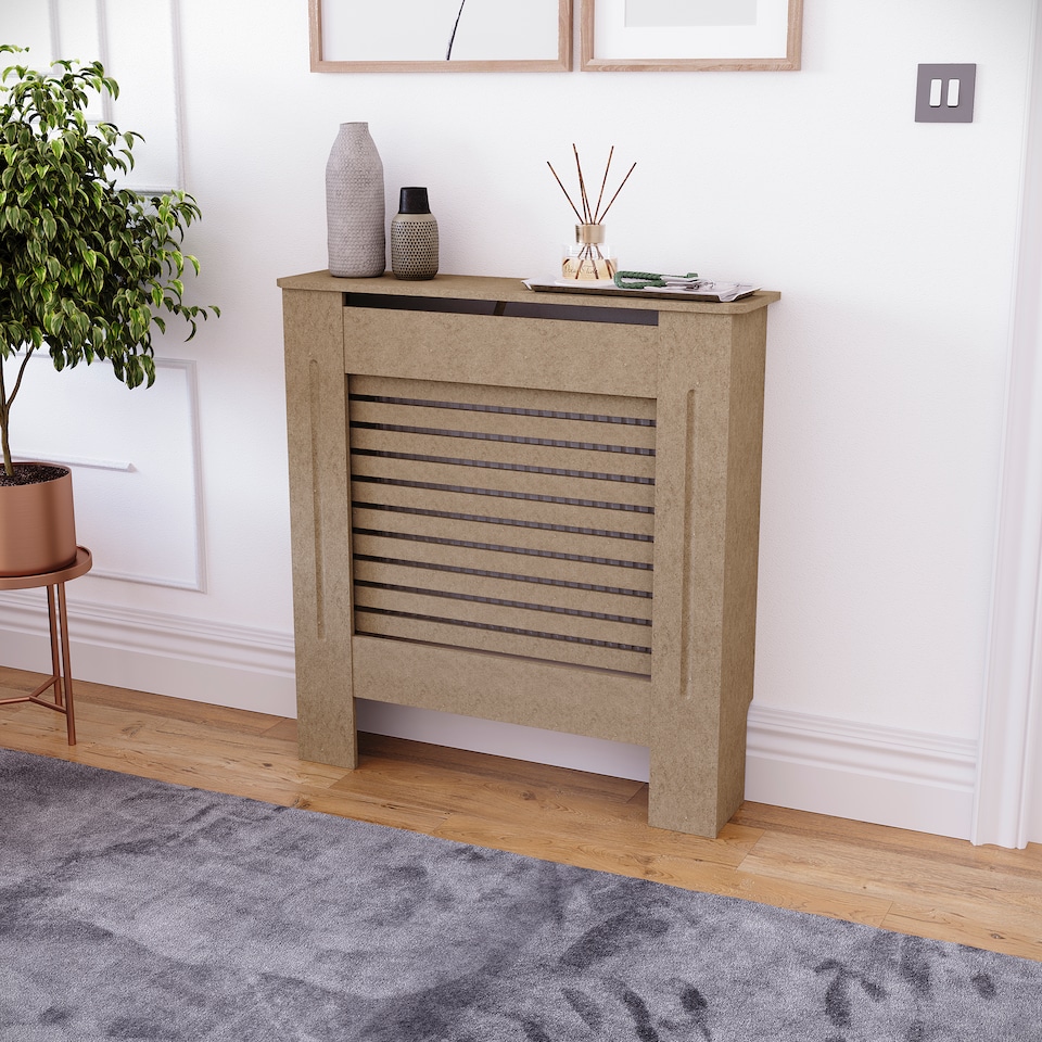 image 1 of Vida Designs Milton Radiator Cover MDF Slatted Cabinet, Unfinished, 78cm