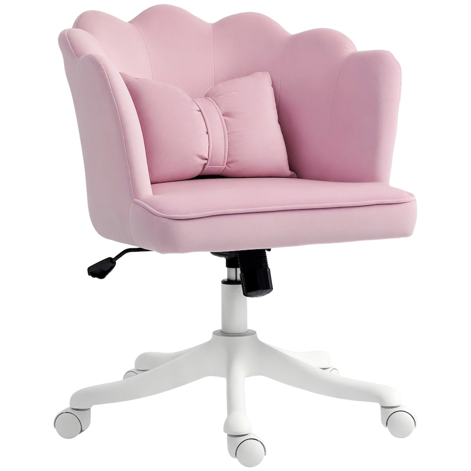 image 1 of HOMCOM Armless Desk Chair Home Office Chair w/ Wide Seat Tilt Function Pink