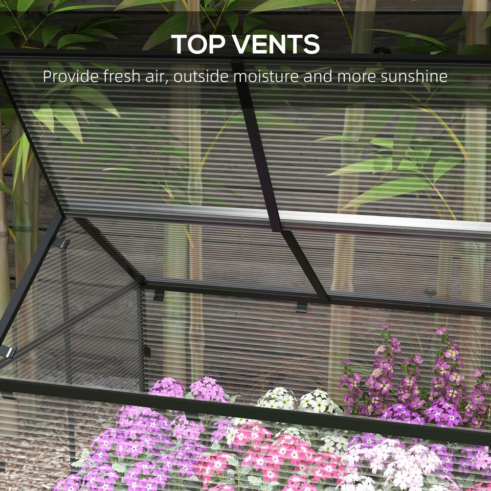 image 1 of Outsunny Raised Garden Bed with Polycarbonate Panel and Top Vent