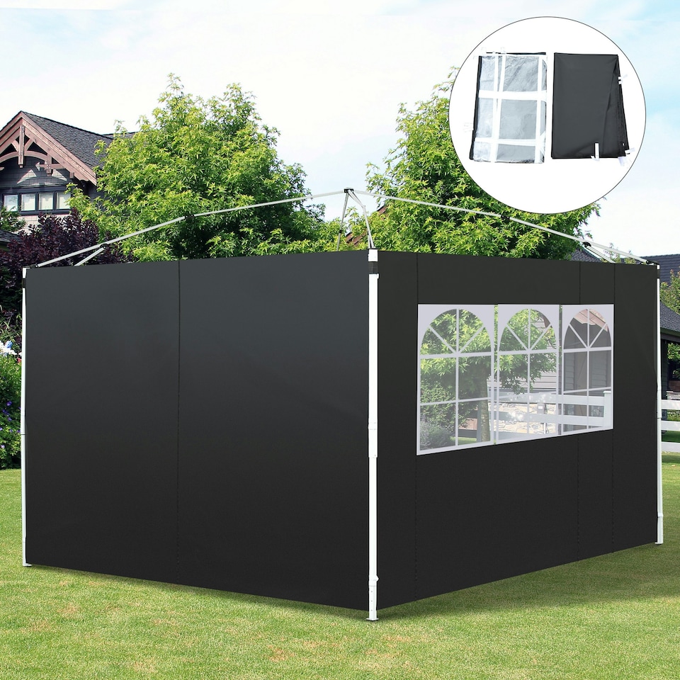 image 1 of Outsunny Gazebo Replacement Exchangeable Wall Panels w/  Window, Blue