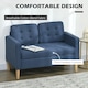 image 4 of HOMCOM Compact Loveseat Sofa 2 Seater Sofa with Storage and Wood Legs Blue