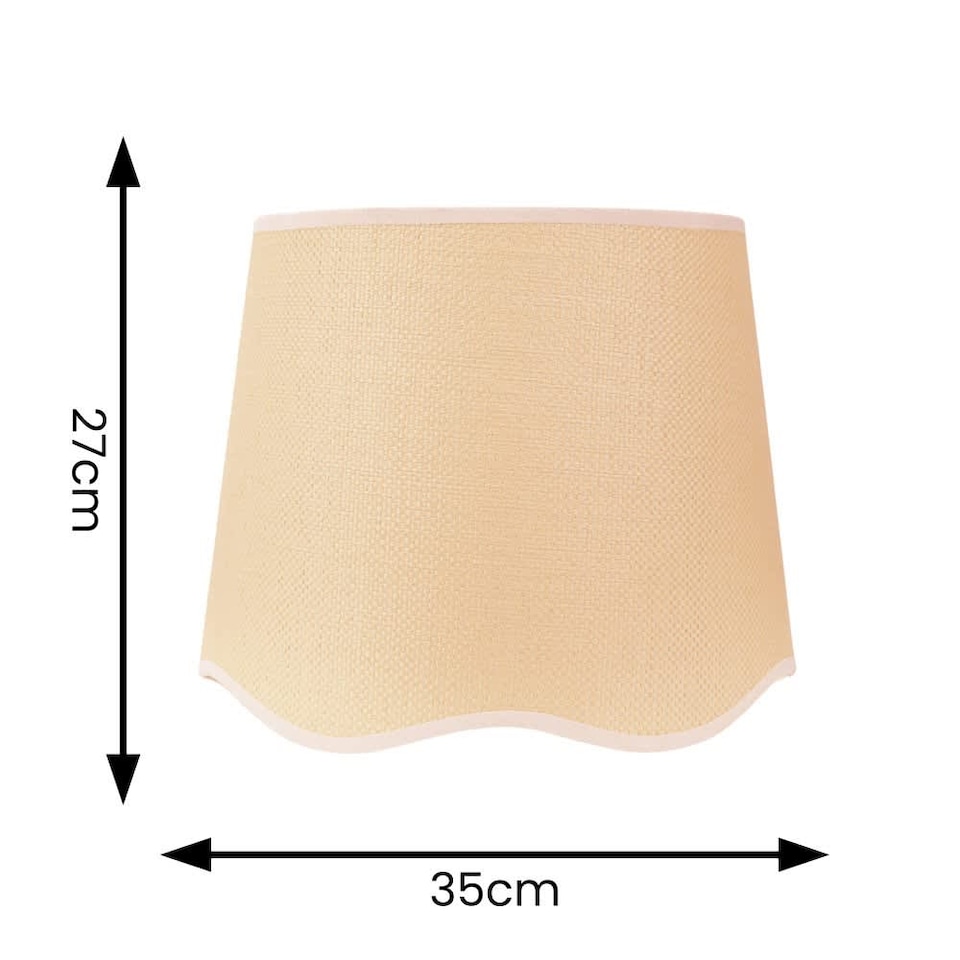 image 1 of ValueLights Dutton Natural White Trim Scallop Large Ceiling Lamp Shade | White