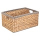 image 7 of Water Hyacinth with Grey Rope Border Rectangular Storage Basket Brown | Brown | M