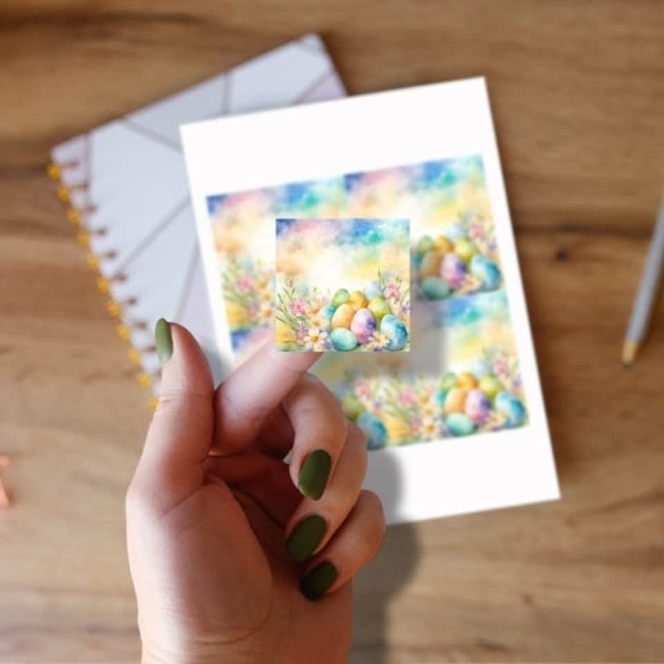 image 1 of Easter Eggs Square Stickers 95mm - Sheet of 4