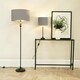image 1 of ValueLights Maggie Black Metal Candlestick Floor Lamp with Grey and Metallic Chrome Lamp Shade