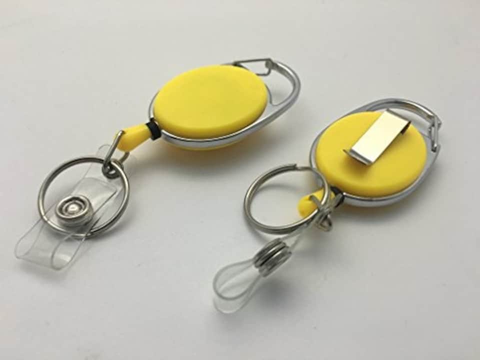 image 1 of Yellow Solid Key Reel with Keyring & ID Card Badge Holder