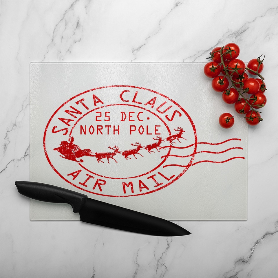 image 1 of Santa Claus Air Mail Dining Glass Chopping Board | Multi