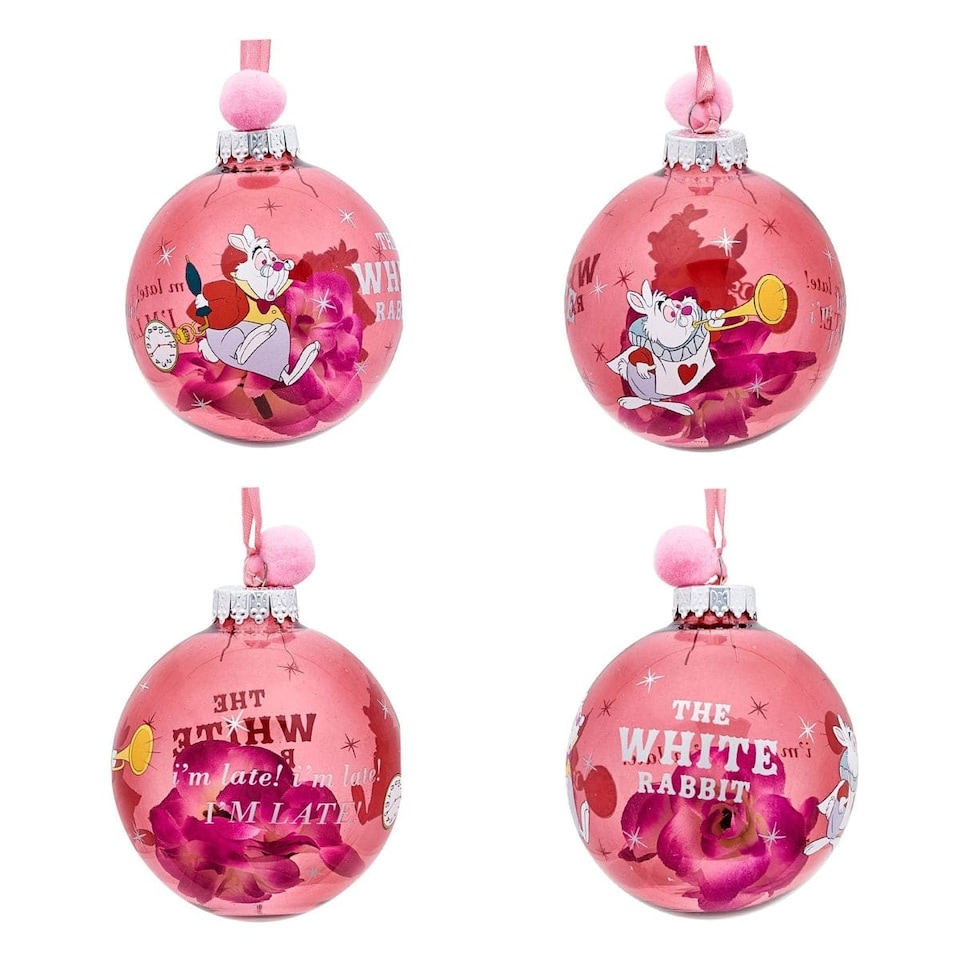 image 1 of Widdop Gifts Disney Alice in Wonderland Set of 7 Christmas Tree Baubles