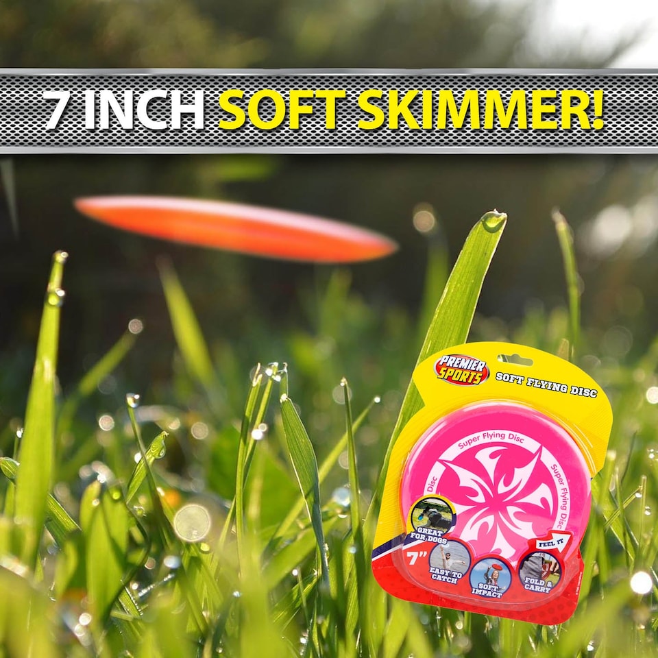 image 1 of PMS Super Soft Bendy Skimmer Frisbee - Bright Pink 17 cm