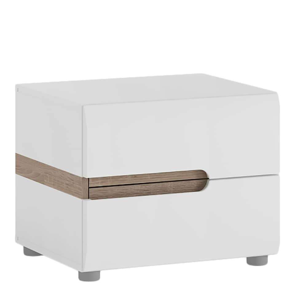 image 1 of Chelsea Bedroom 2 Drawer Bedside in White with a Truffle Oak Trim