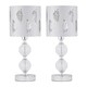 image 1 of Set of 2 Chrome Two Ball Table Lamps with White Fern Shades Chrome | White