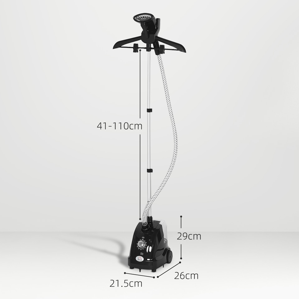 image 1 of HOMCOM Clothes Steamer with Adjustable Pole 41-110 cm Black | Black