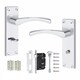 image 1 of Golden Grace Victorian Scroll Astrid Door Handles Bathroom WC Toilet in Polished Chrome with (GG) Bathroom Mortise Lock & 1 Pair of 3" Ball Bearing Hinges Chrome