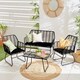 image 2 of Neo Black Garden Furniture Patio Wicker Bamboo Style Chair Table Outdoor Rattan Sofa Set 4 Piece | Black