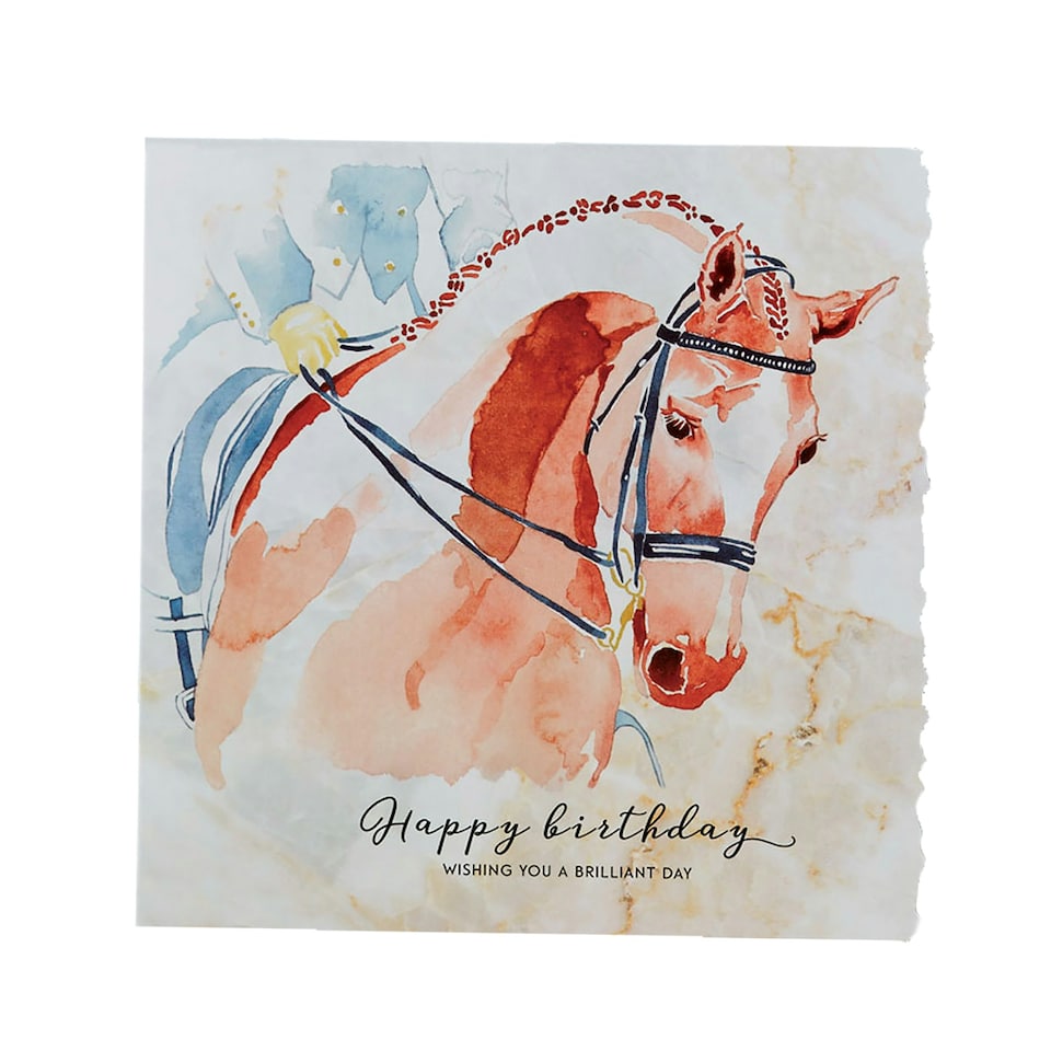 Deckled Edge Fanciful Dolomite Greetings Card - Happy Birthday - Dressage Horse (Multicoloured) - One Size
