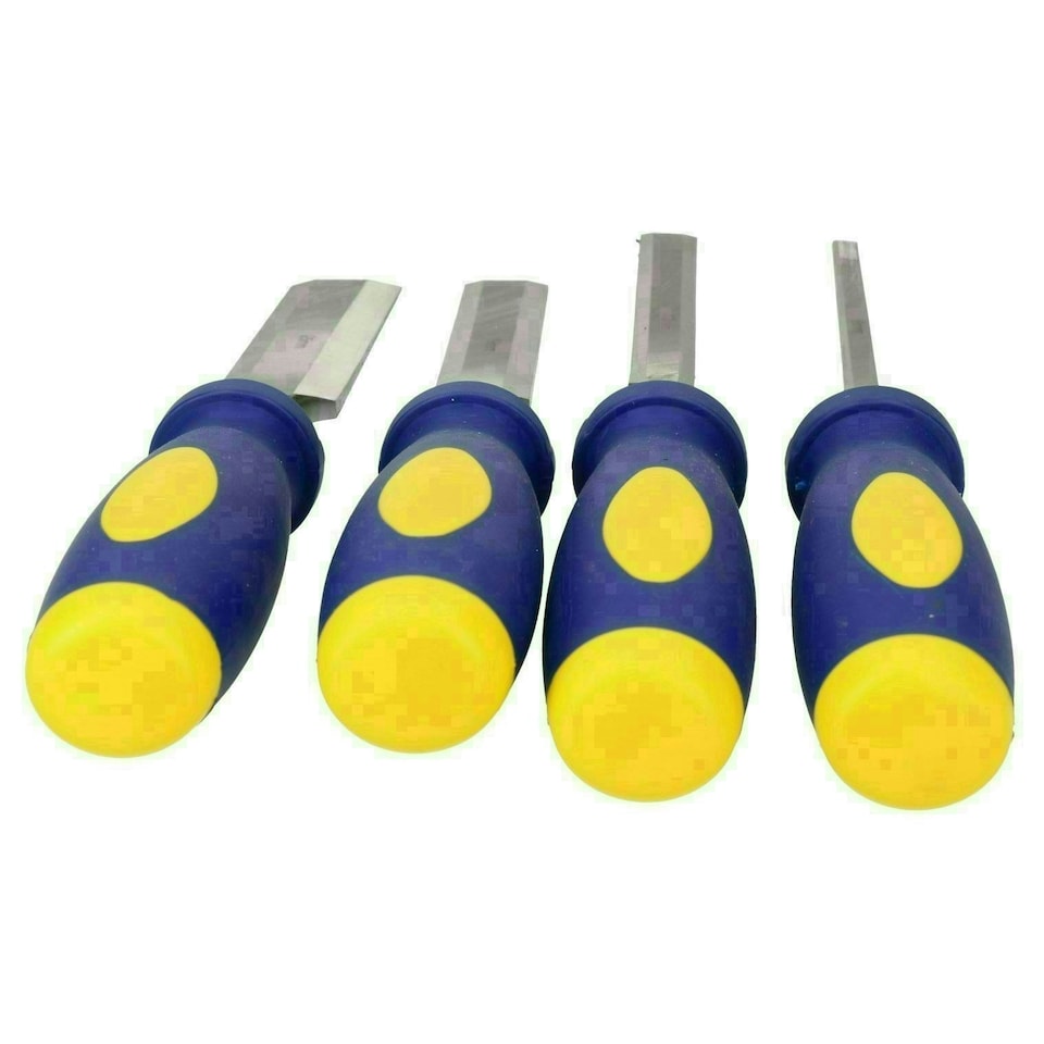 image 1 of 4pc Chisel Carving Wood Work Carpentry Bevel Edge Edged Chisels Woodworking