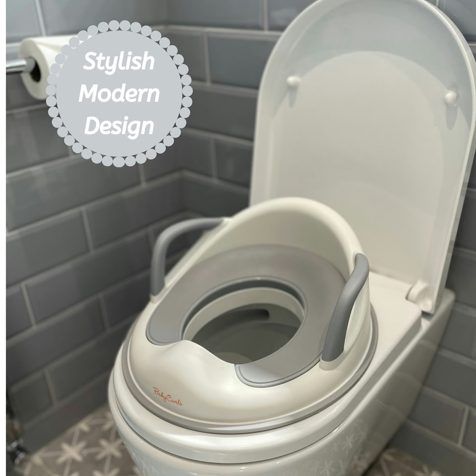 image 1 of Babycurls Toddler Toilet Training Seat with Handles - White White