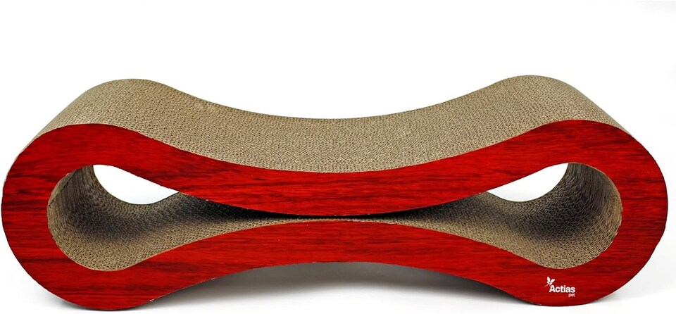 image 1 of Actiaspet - Large Cardboard Corrugated Sofa Bed Cat Scratcher with Free Catnip (Wood Effect)