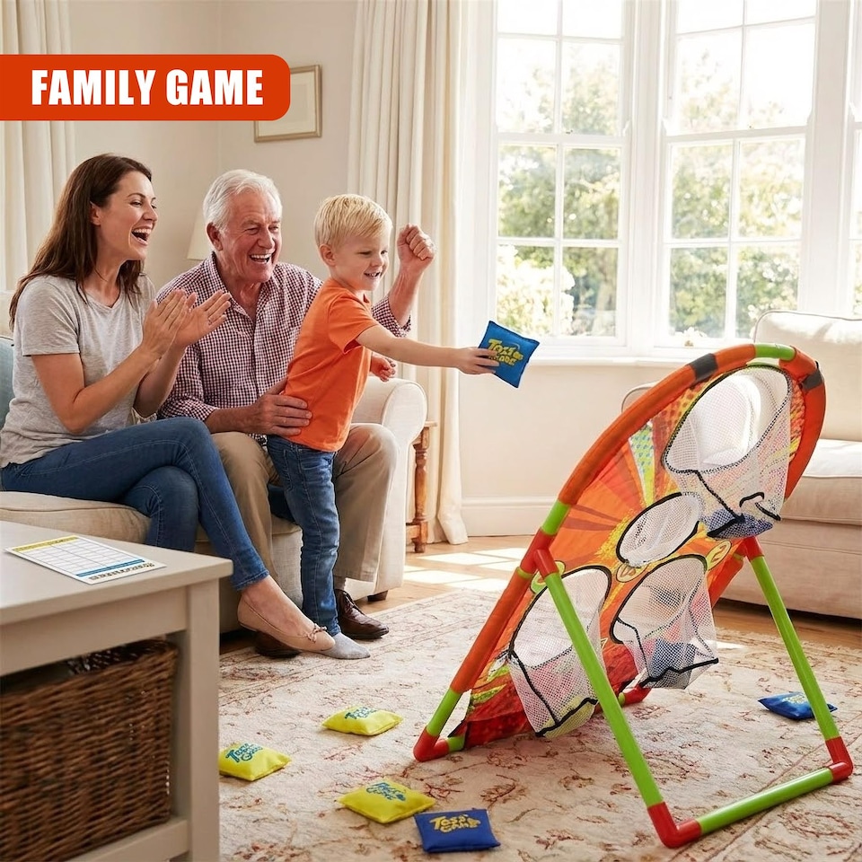 image 1 of The Magic Toy Shop Bean Bag Toss Game Set Indoor Outdoor Cornhole for Kids Adults 6 Bags
