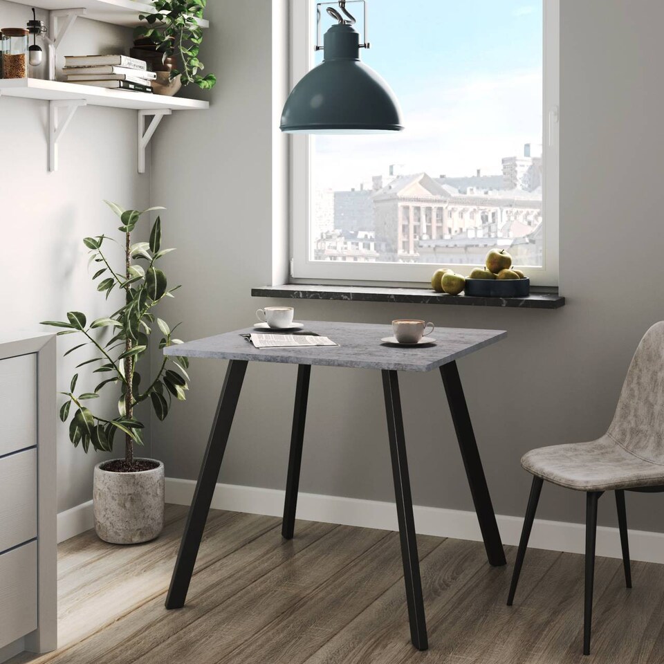 image 1 of 80cm Square Dining Table with Flat Metal Legs | Grey | 1