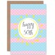 image 1 of Age 50 Pink Blue 50th Sun Stripes Birthday For Her Greeting Card