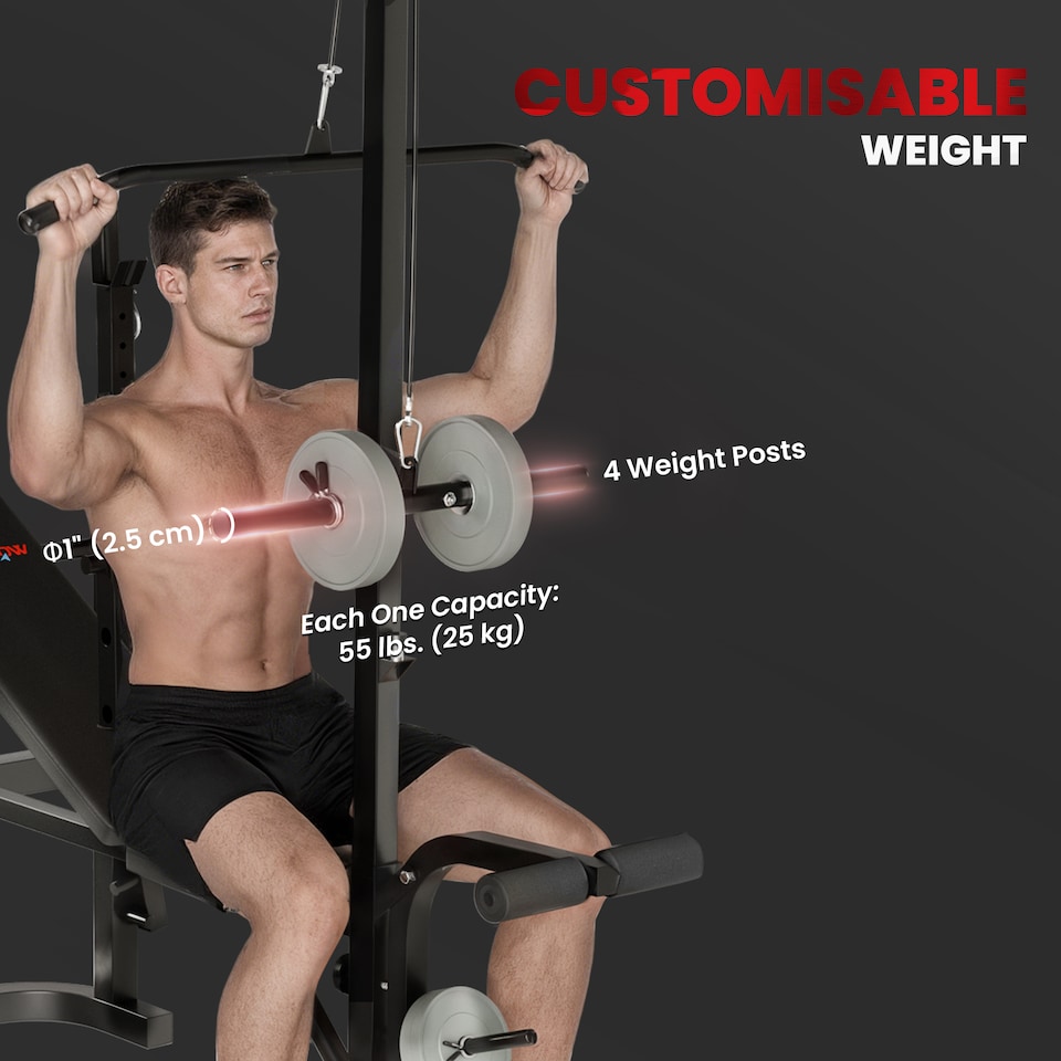 image 1 of SPORTNOW Multi-Exercise Incline Flat Weight Bench with Bench Press Rack