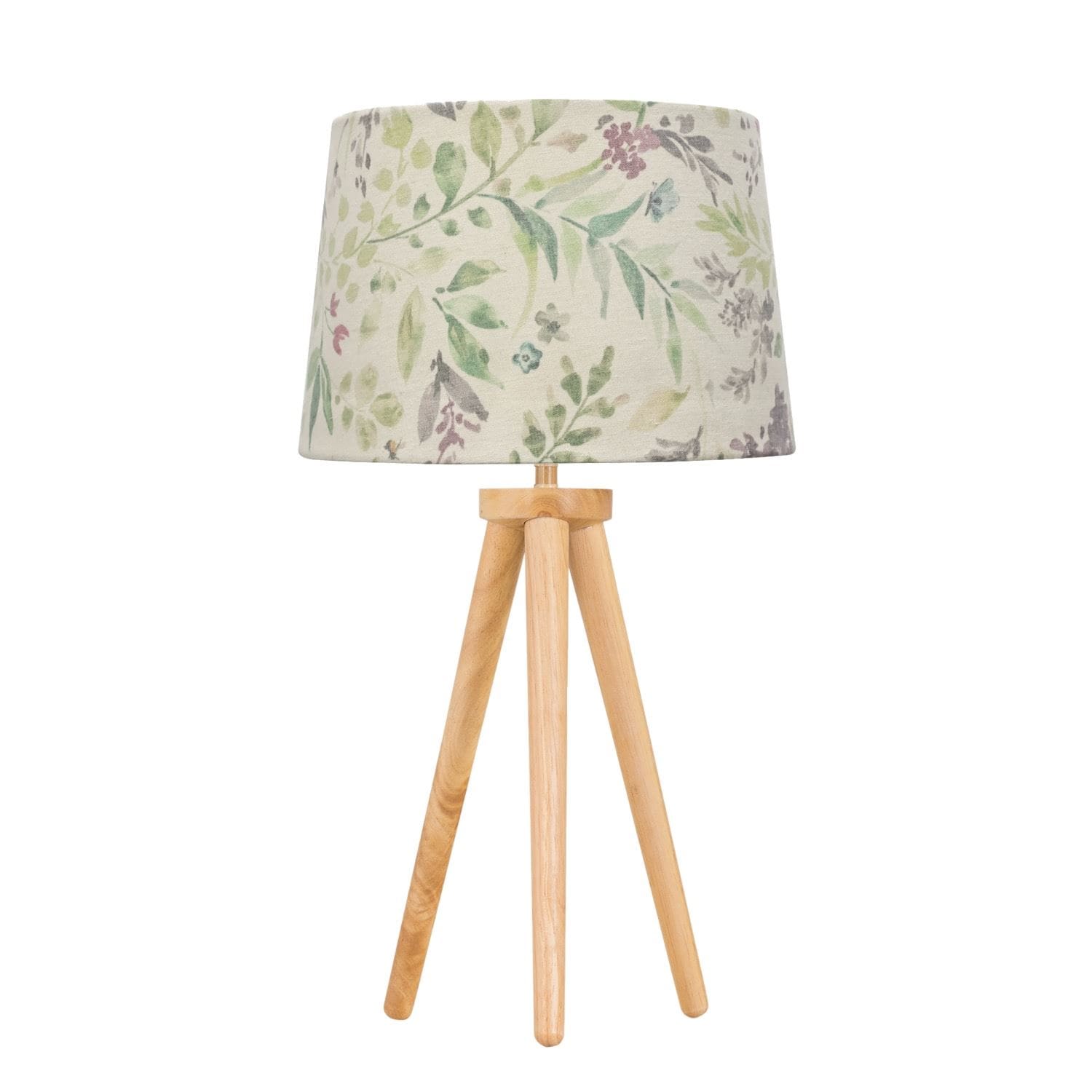 First Choice Lighting Voyage - Light Oak Table Lamp or Bedside Light with Floral Shade in Brown