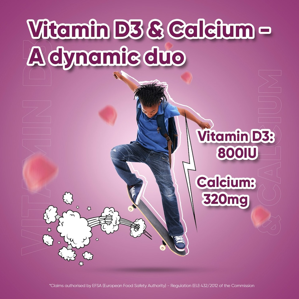 image 1 of Calcium & Vitamin D3 Gummies for Kids (3-12 Yrs) – 90 Strawberry Vanilla, Gluten-Free, Non-GMO