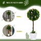 image 5 of HOMCOM Set of 2 Potted Artificial Plants Ball Tree with Flowers, Pink