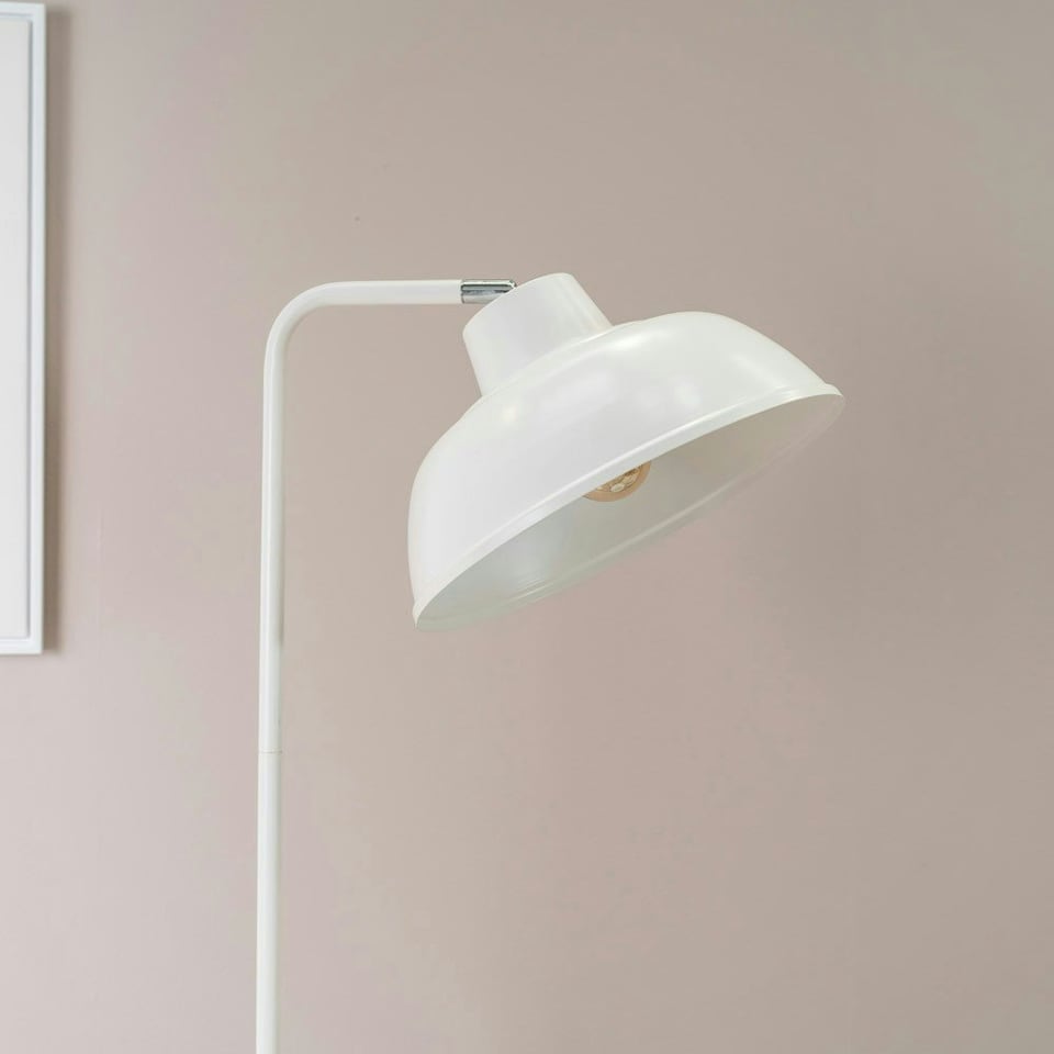 image 1 of ValueLights Morris White Retro Dome Metal Freestanding Floor Lamp