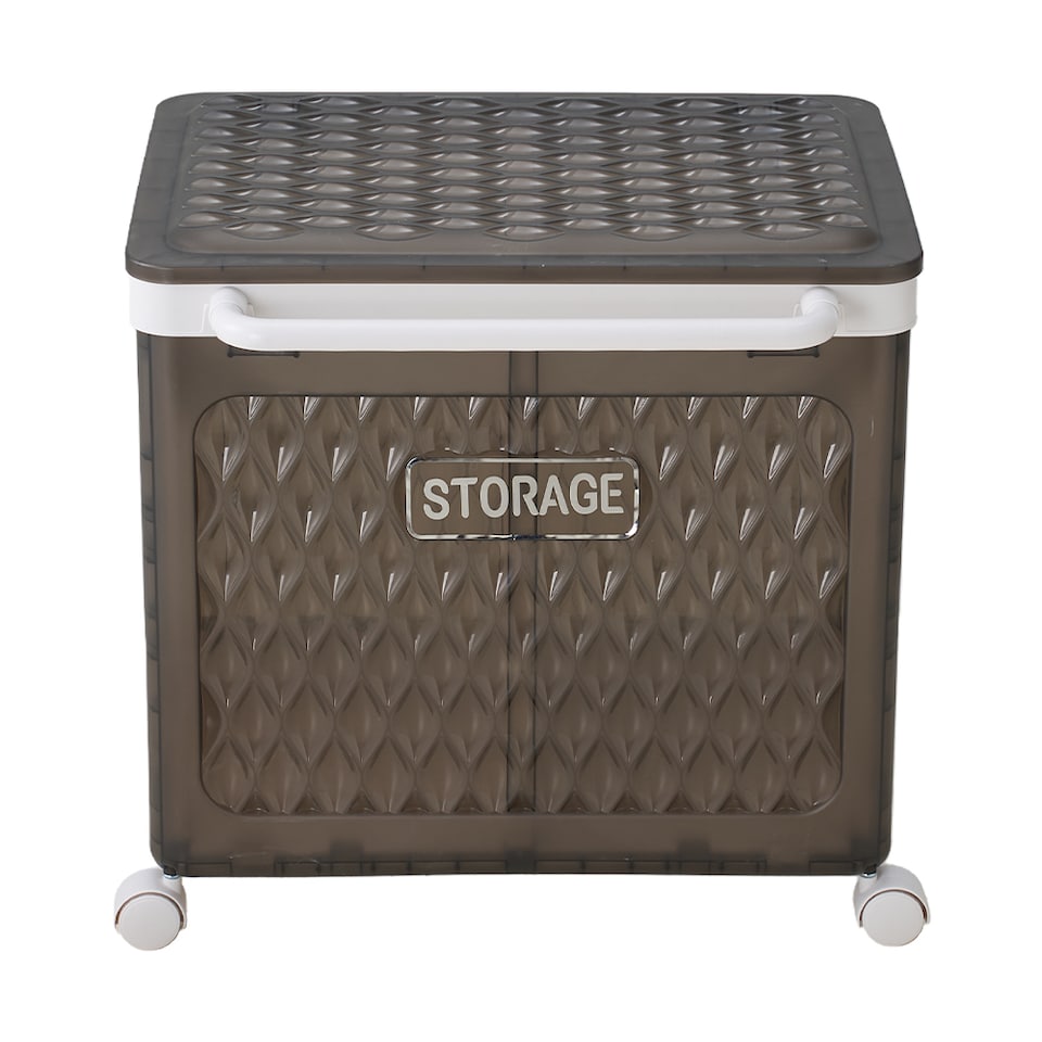 image 1 of Living and Home Foldable Laundry Basket with Casters,Multifunctional Storage Bsket- Black, M | Black | L