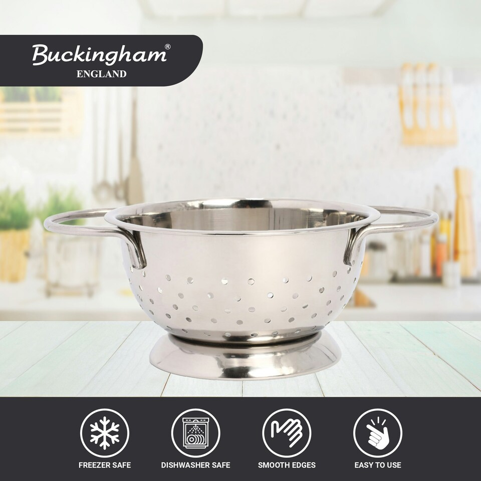 image 1 of Buckingham Stainless Steel Hemisphere Colander / Strainer 1.5 Litre / 18 cm