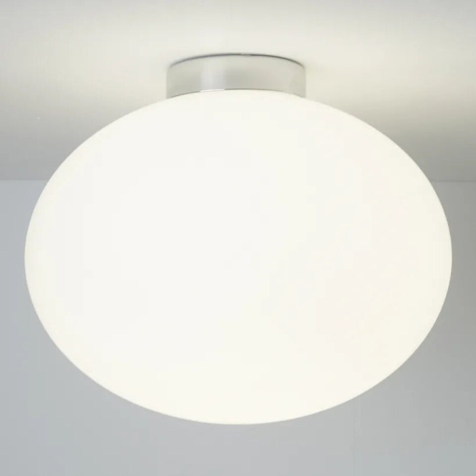 image 1 of CGC FRAZER White Opal Glass Surface Mount Round Ceiling Light Chrome Finish White