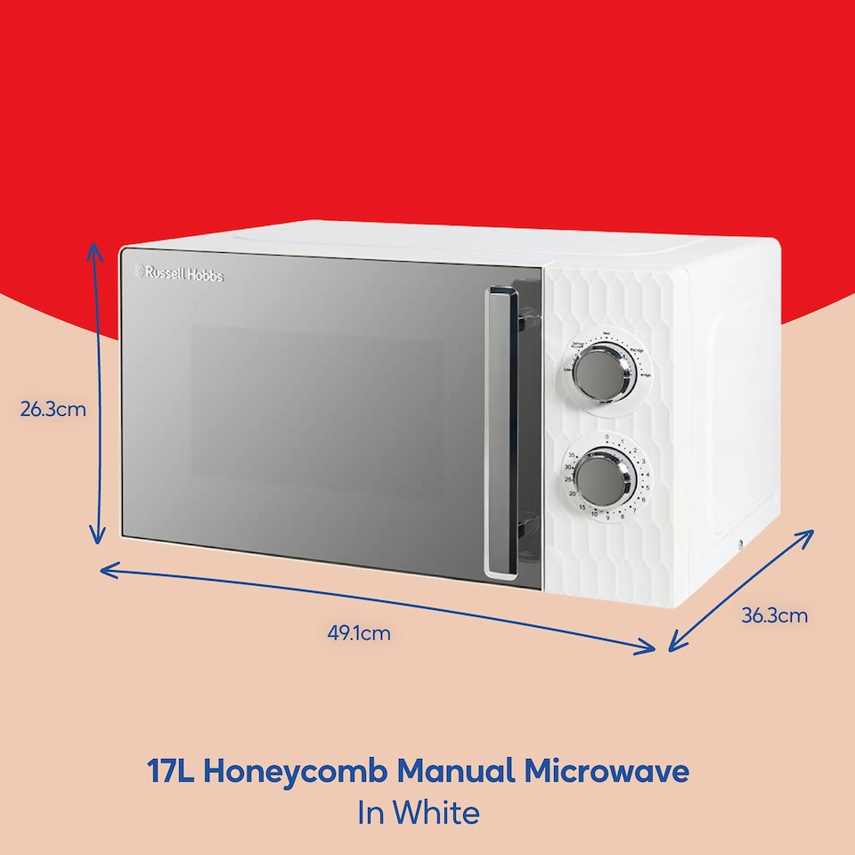 image 1 of Russell Hobbs RHMM715 Manual Microwave 17 Litre 700W Honeycomb Pattern White