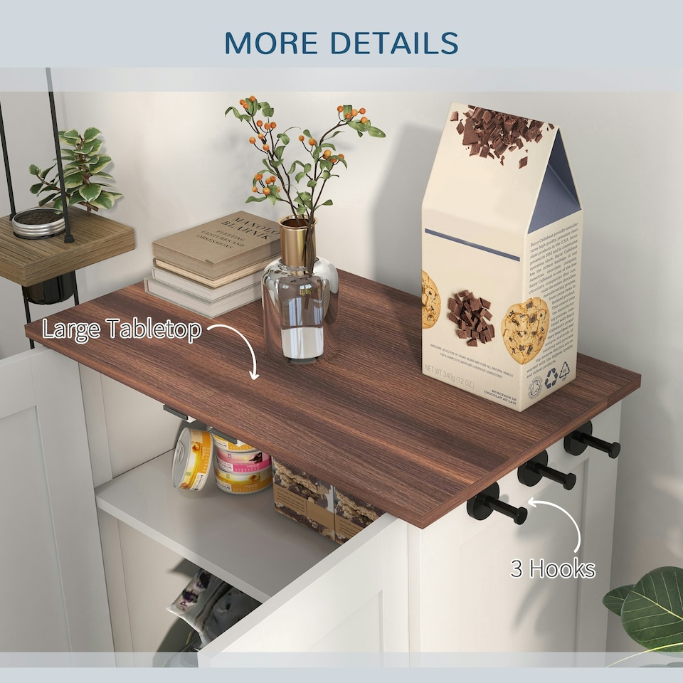 image 1 of PawHut Dog Feeding Station with Storage, Pet Feeding Station with Dog Bowls White | 80H x 60W x 35D cm
